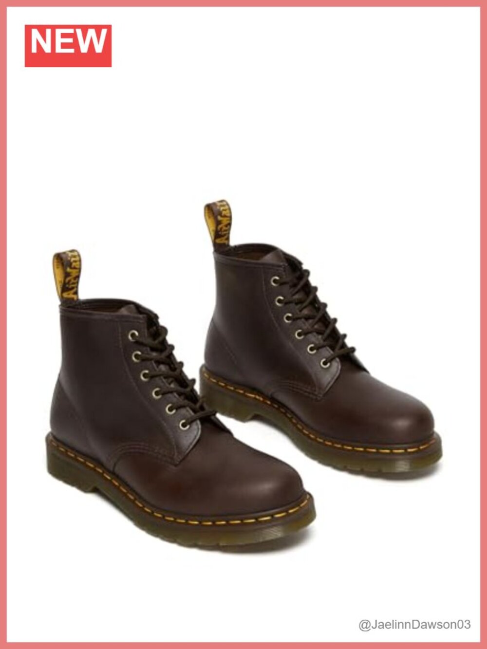 Dr. Martens 101 Lace-Up Ankle Boots Leather Round Toe Block Heel